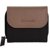 Pierre Cardin Ladies Leather Tri-Fold Tab Wallet in Black/Taupe