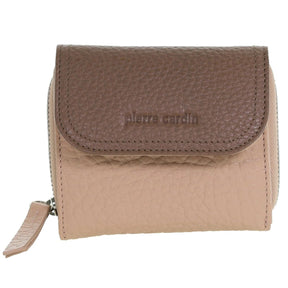 Pierre Cardin Ladies Leather Tri-Fold Tab Wallet - Blush/Taupe