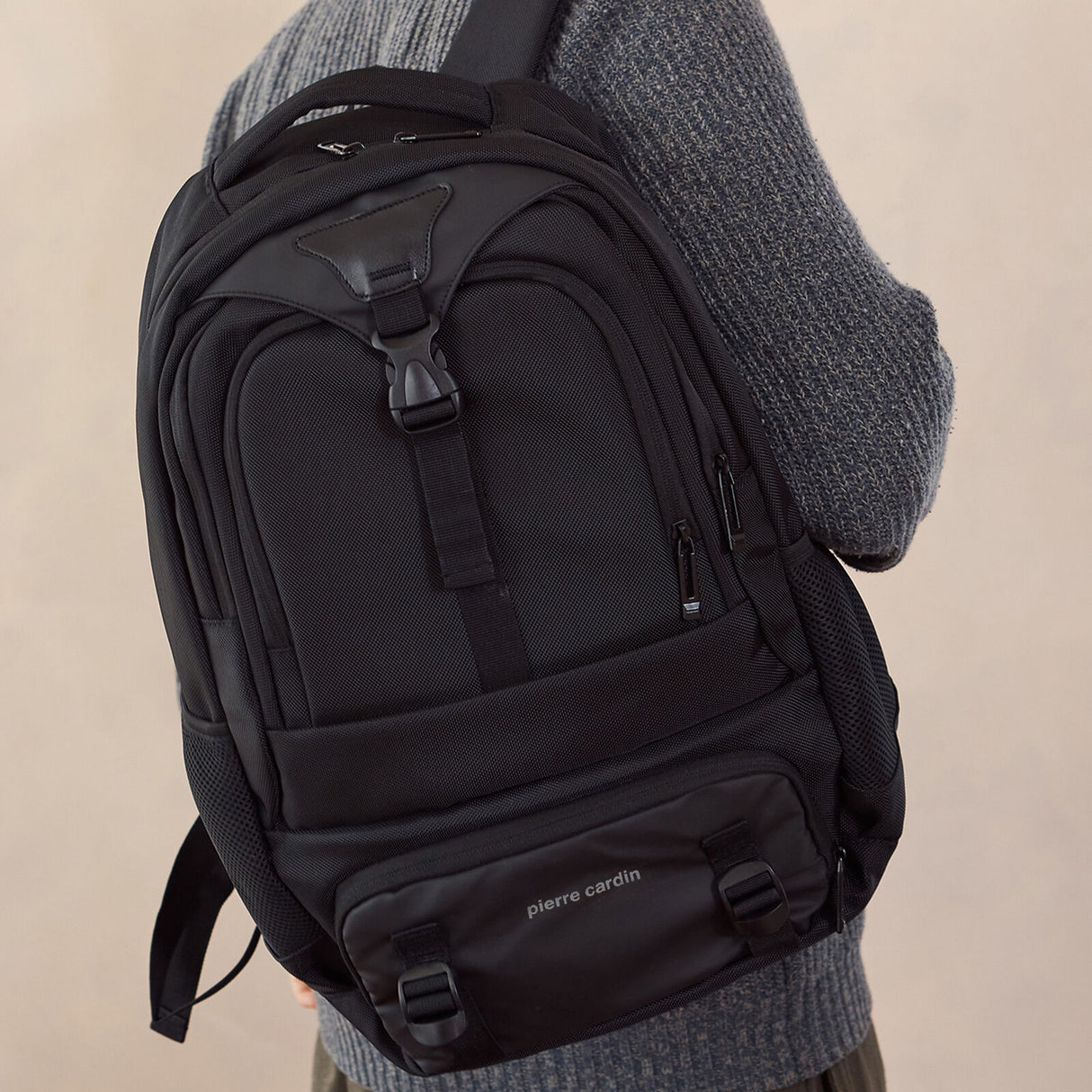 Pierre Cardin 32L Mens Nylon Computer/Business Backpack Bag - Black