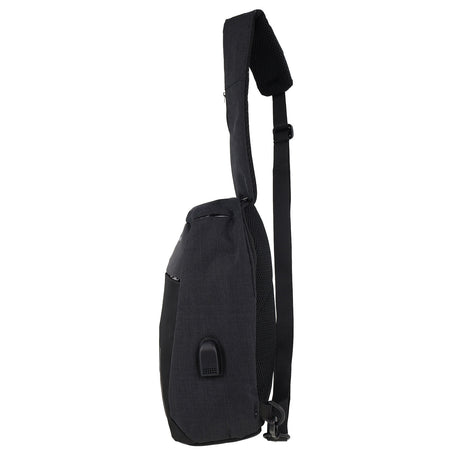Pierre Cardin Mens Nylon Travel Crossbody Sling Bag - Black