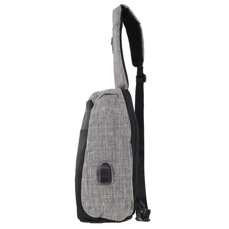 Pierre Cardin Mens Nylon Sling Bag - Grey/Black