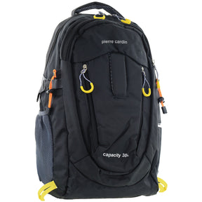 Pierre Cardin Mens 30L Nylon Adventure Backpack Bag - Black (Travel Hiking)