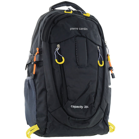 Pierre Cardin Mens 30L Nylon Adventure Backpack Bag - Black (Travel Hiking)