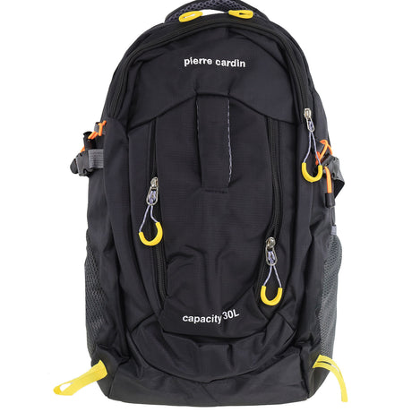 Pierre Cardin Mens 30L Nylon Adventure Backpack Bag - Black (Travel Hiking)
