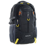 Pierre Cardin Mens 30L Nylon Adventure Travel Hiking Backpack Bag - Black