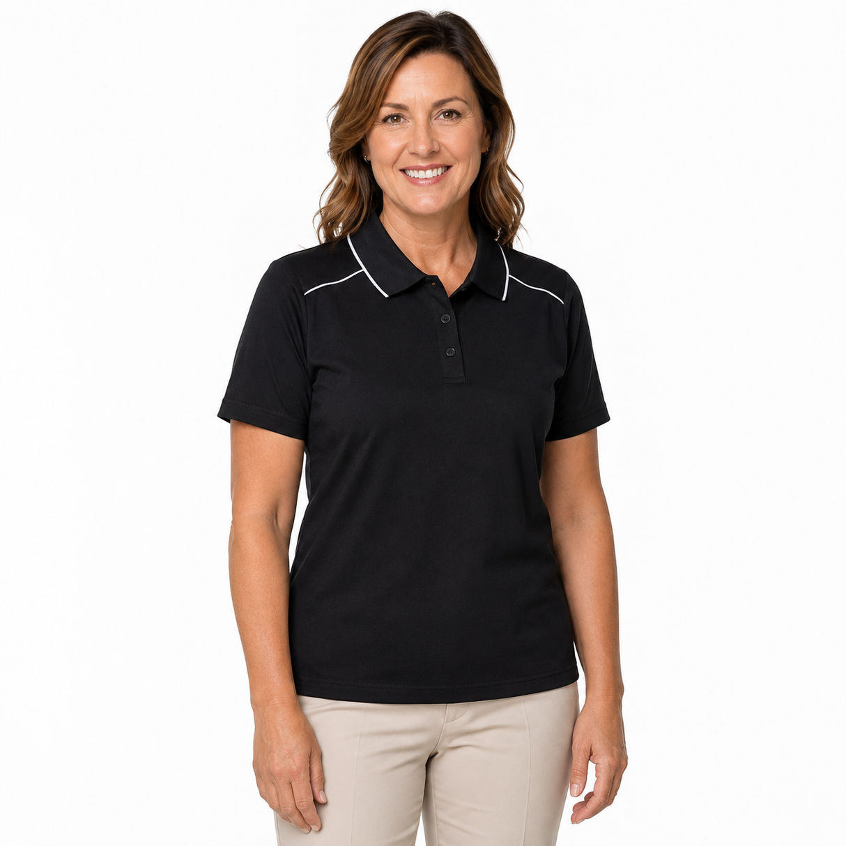 Sporte Leisure Womens Dash Jersey Polo Top - Black