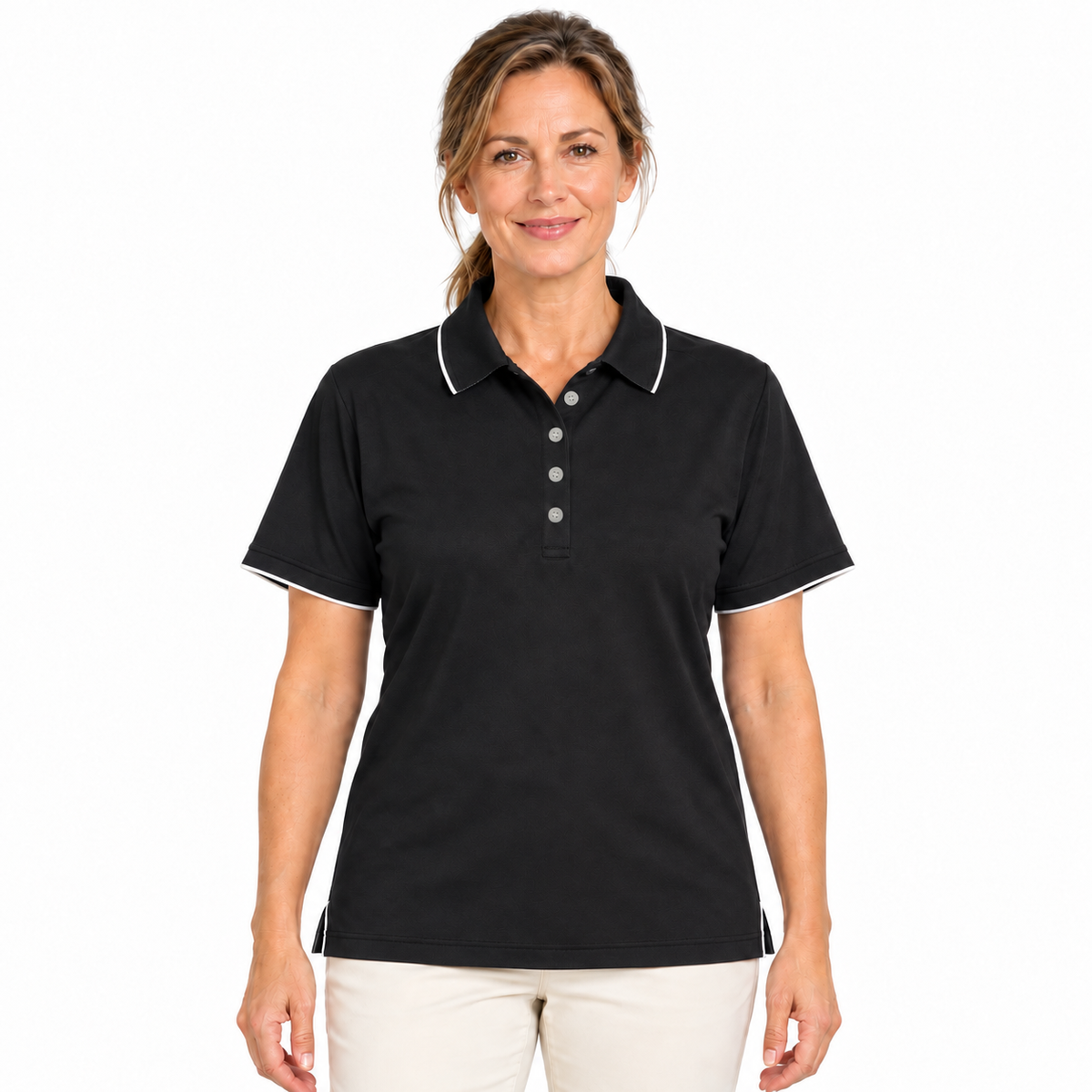 Sporte Leisure Womens ""Duet"" Short Sleeve Pique Polo Shirt in Black - 8