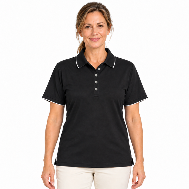 Sporte Leisure Womens ""Duet"" Short Sleeve Pique Polo Shirt in Black - 8