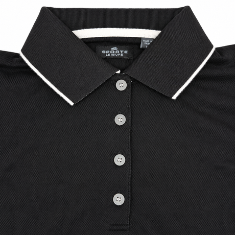 Sporte Leisure Womens "Duet" Short Sleeve Pique Polo Shirt - Black