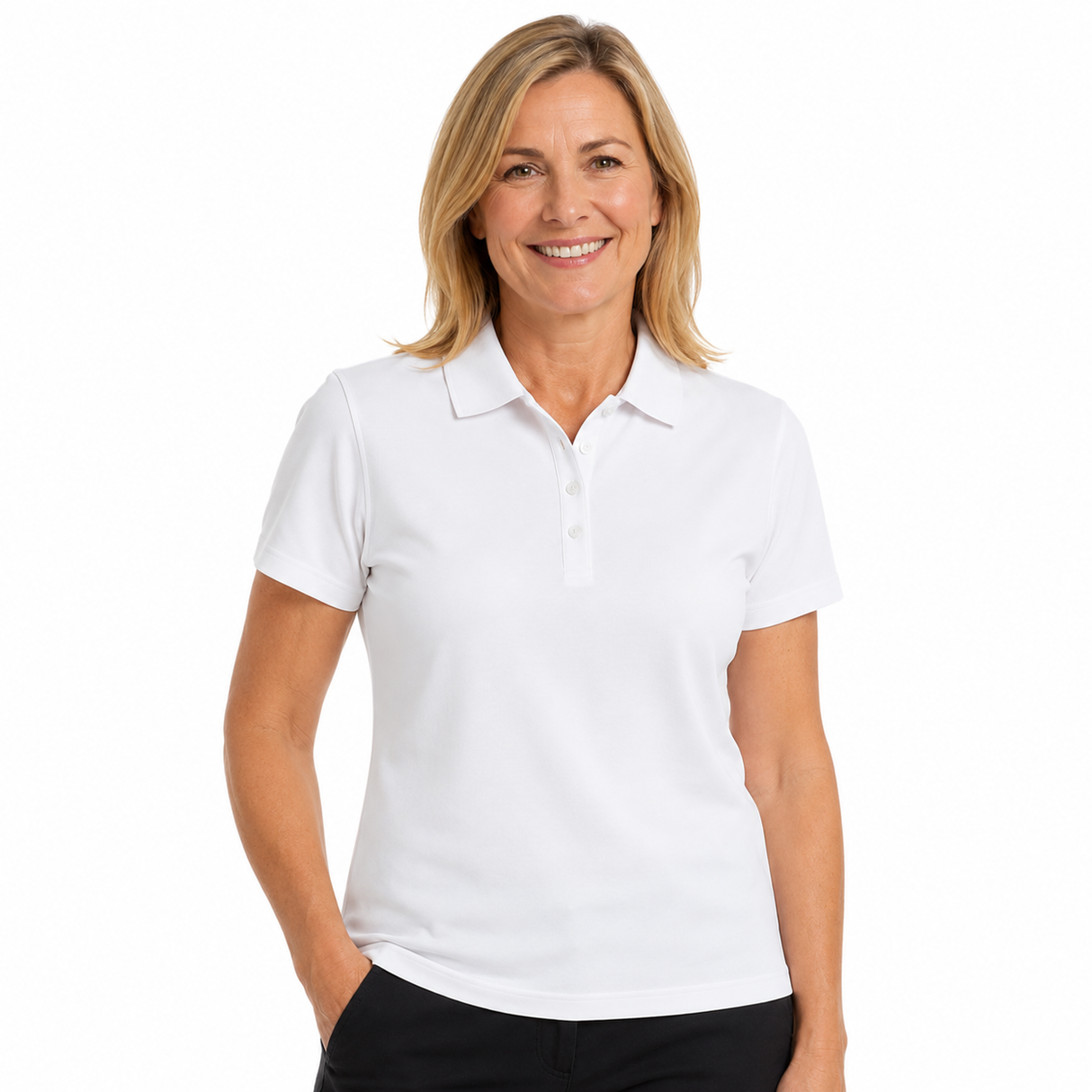 Sporte Leisure Womens "Sabb" Short Sleeve Pique Polo Shirt in White