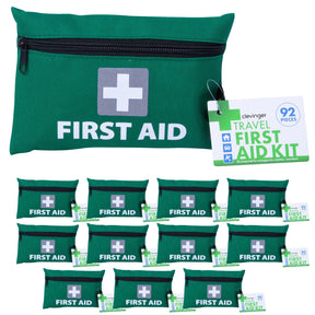 12x 92pcs Travel First Aid Kit Bulk - Emergency Medical Set for Work/Offices/Family