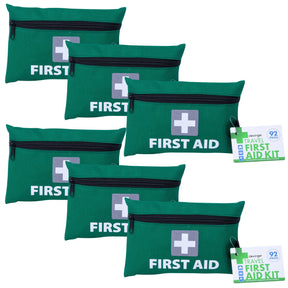 6x 92pcs Travel First Aid Kit Bulk - Emergency Medical Set for Work/Offices/Family