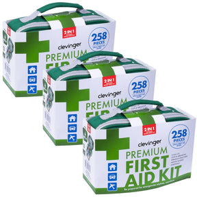 3x 258pcs Premium First Aid Kit Bulk - Emergency Medical Set for Work/Offices/Family