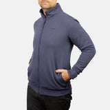 Sfida Perry Mens Fleece Full Zip Jacket - Washed Navy (Stand Collar Track Top)