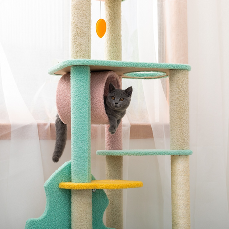 Furbulous 1.46m Cat Tree Scratching post and Adventure Cat tower - Green Leaf