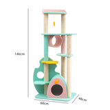 Furbulous 1.46m Cat Tree Scratching post and Adventure Cat tower - Green Leaf