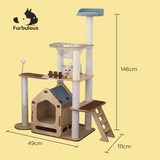 Furbulous 1.46m Cat Tree Mega Cat Tower and Scratching Post - Windmill style