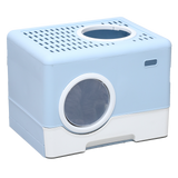 Furbulous Camera Shape Anti-Splashing Enclosed Cat Drawer Litter Box - Blue