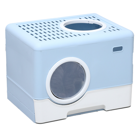 Furbulous Camera Shape Anti-Splashing Enclosed Cat Drawer Litter Box - Blue