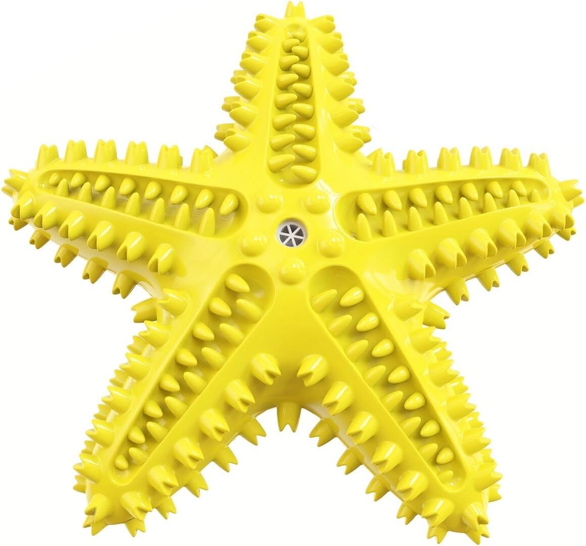 Dog Starfish Toothbrush Teeth Cleaner Squeak Chew Toy in Yellow Star