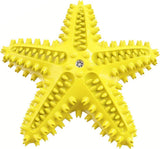 Dog Starfish Toothbrush Teeth Cleaner Squeak Chew Toy in Yellow Star