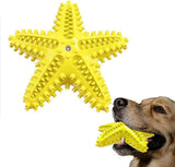 Dog Starfish Toothbrush Teeth Cleaner Squeak Chew Toy in Yellow Star