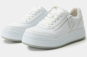 Alegria Averie Retro Classic Sneakers w/ Side Zip - White (Everyday Walking Shoes)