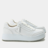 Alegria Averie Retro Classic Sneakers w/ Side Zip - White (Everyday Walking Shoes)