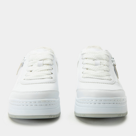 Alegria Averie Retro Classic Sneakers w/ Side Zip - White (Everyday Walking Shoes)
