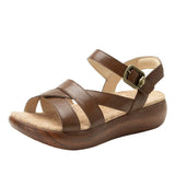 Alegria Bianca Womens Comfort Rocker Sole Leather Sandals in Walnut