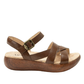 Alegria Bianca Womens Leather Sandals - Walnut (Rocker Sole Comfort Shoes)