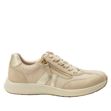 Alegria Eazeer Womens Athletic Shoes - Beige (Hiking Sneakers w/ Side Zip)