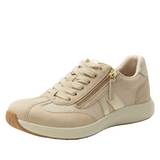Alegria Eazeer Womens Athletic Shoes - Beige (Hiking Sneakers w/ Side Zip)