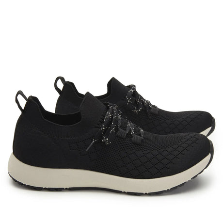 TRAQ Froliq Womens Walking Shoes Knit Lace-Up Lightweight Cushioned in Black