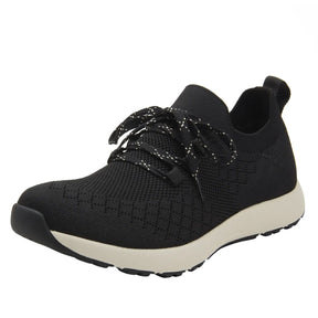 TRAQ Froliq Womens Walking Shoes Knit Lace-Up Lightweight Cushioned in Black