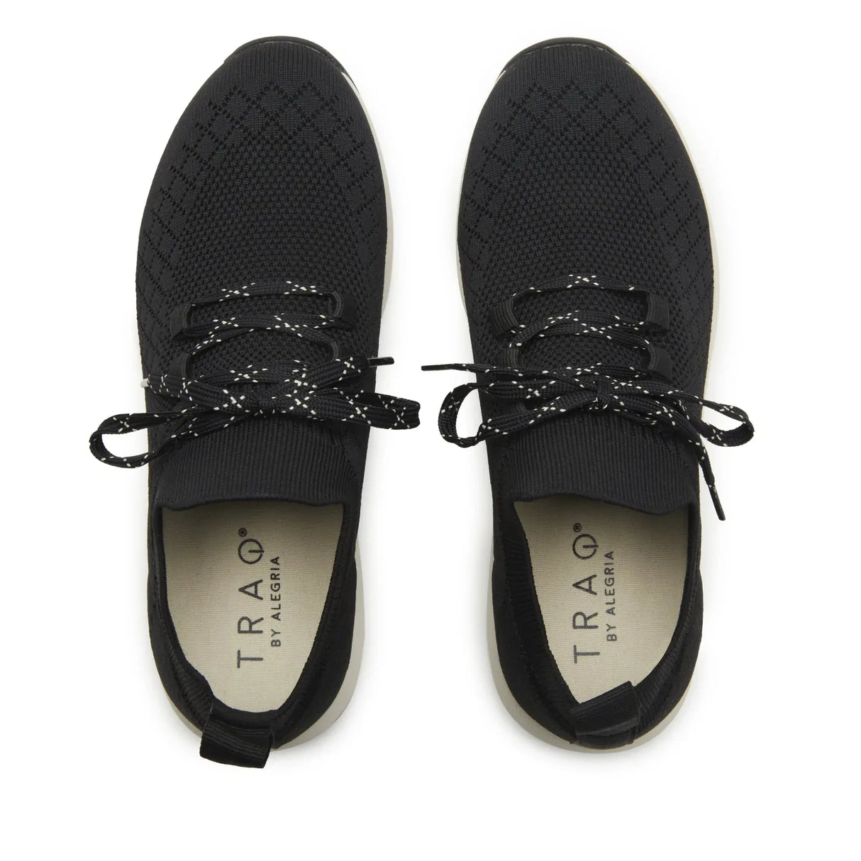 TRAQ Froliq Womens Walking Shoes Knit Lace-Up Lightweight Cushioned in Black