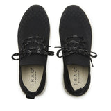 TRAQ Froliq Womens Walking Shoes Knit Lace-Up Lightweight Cushioned in Black