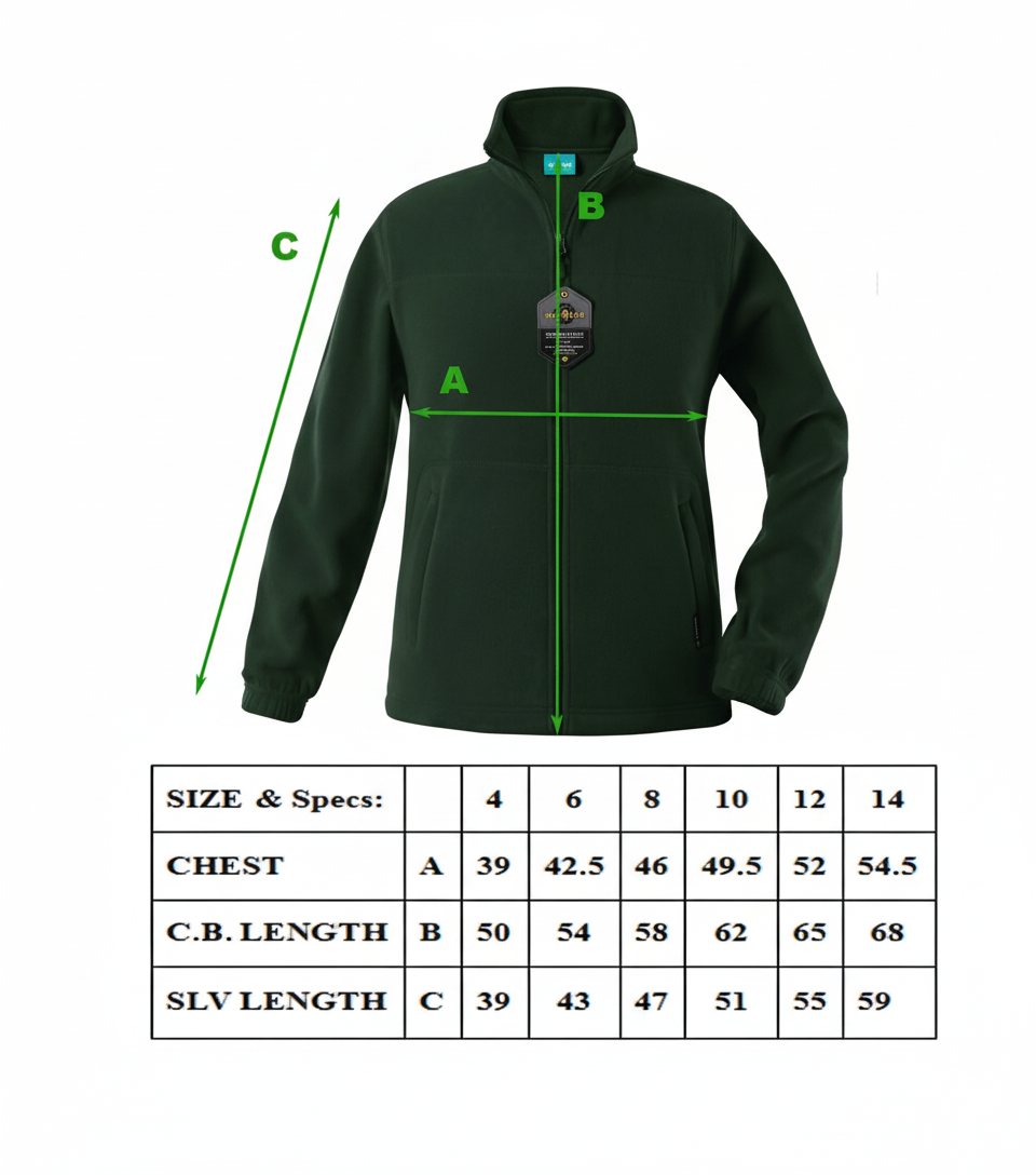 Kids Polar Fleece Full Zip Jumper Jacket Winter Warm in Bottle Green