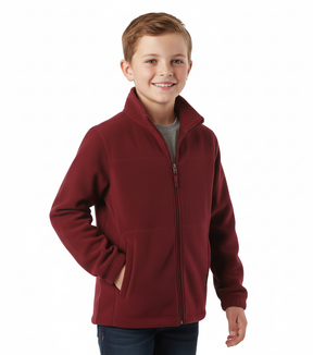 Kids Polar Fleece Full Zip Jumper Jacket Winter Warm in Burgundy