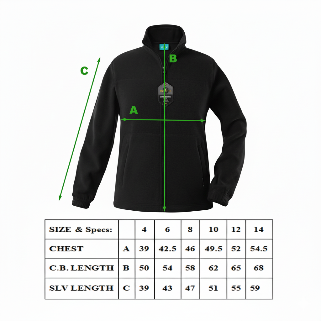 Kids Polar Fleece Full Zip Jumper Jacket Winter Warm in Black