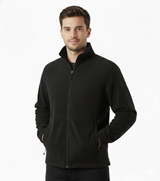 Mens Polar Fleece Full Zip Jumper Jacket Winter Warm in Black