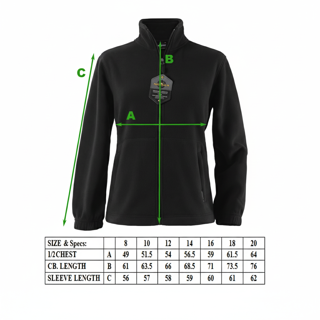 Womens Polar Fleece Full Zip Jumper Jacket Winter Warm in Black