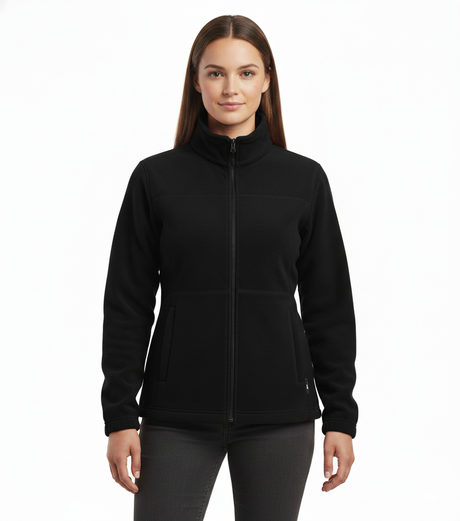 Womens Polar Fleece Full Zip Jumper Jacket Winter Warm in Black - 18