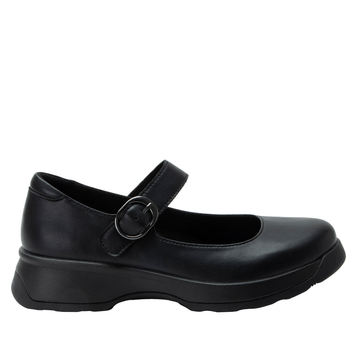 Alegria Womens Jazmine Mary Jane Leather Sandals Shoes (JAZ-601) in Black Nappa