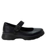 Alegria Womens Jazmine Mary Jane Leather Sandals Shoes (JAZ-601) in Black Nappa
