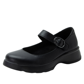 Alegria Womens Jazmine Mary Jane Leather Sandals Shoes (JAZ-601) in Black Nappa - EU 42