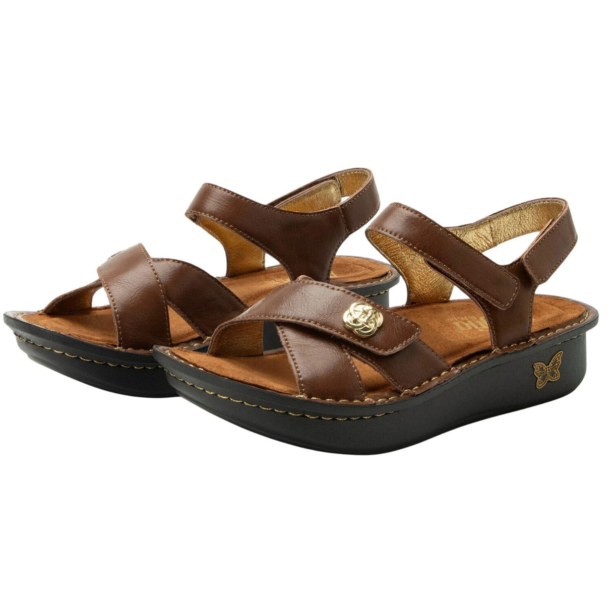 Alegria Kelsi Womens Slingback Leather Comfort Sandals in Marrone