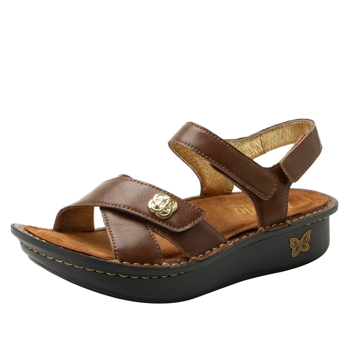 Alegria Kelsi Womens Slingback Leather Comfort Sandals in Marrone