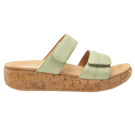 Alegria Mena Womens Sandals Leather Adjustable Straps Cork Wedge in Sea Foam