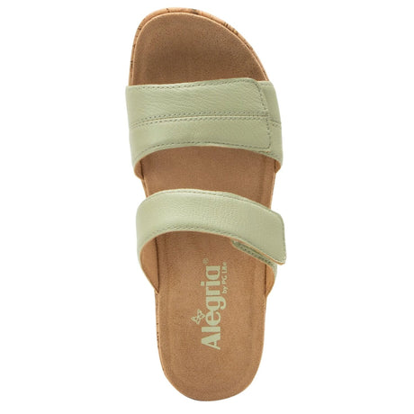 Alegria Mena Womens Sandals Leather Adjustable Straps Cork Wedge in Sea Foam